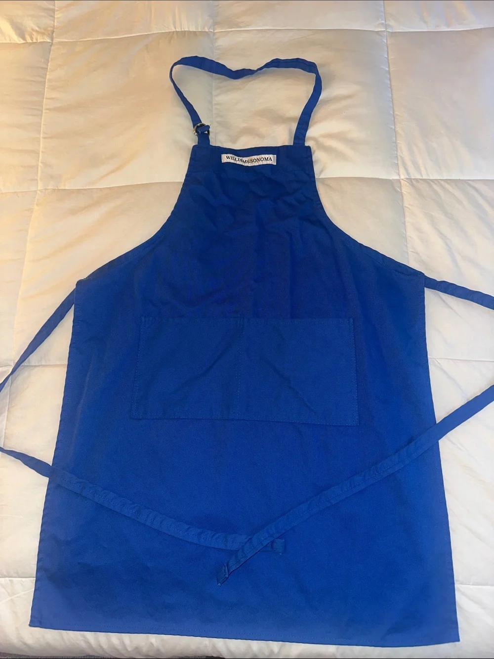 Williams Sonoma Royal Blue Cotton Apron with Pocket